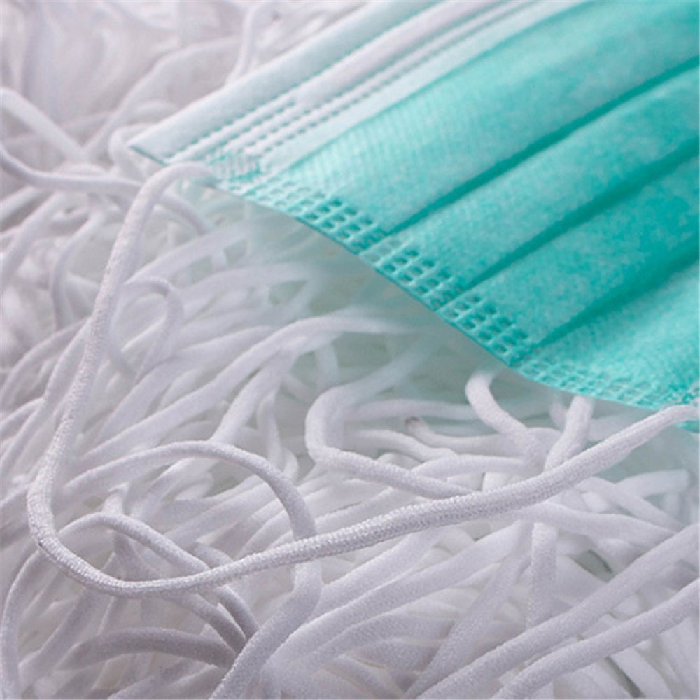 100 meter Elastisk maske Polyester rund 3 mm Hvid