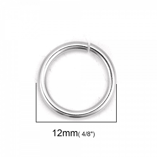 10 &aring;bne forbindelsesringe 12 mm rustfrit st&aring;l