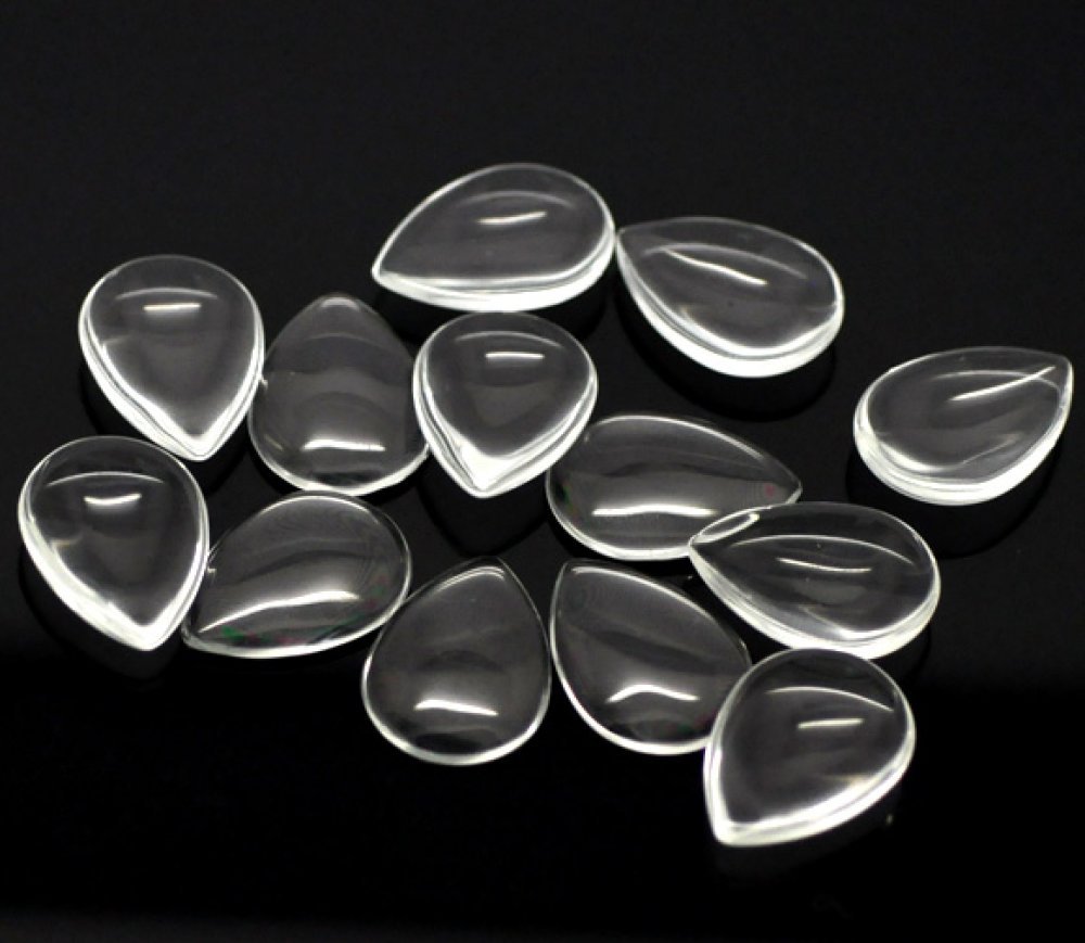 10 Cabochons Dråber 18 x 25 mm i klart forstørrelsesglas N°25