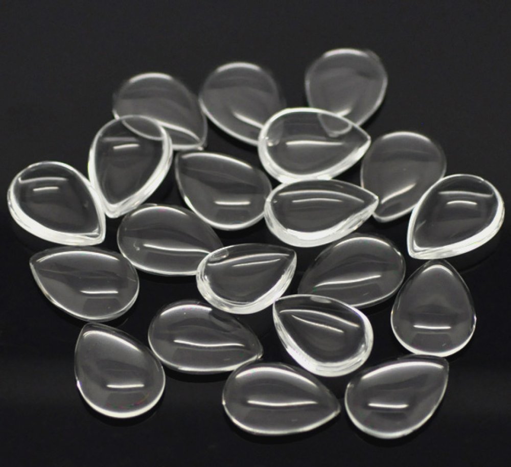 10 Cabochons Dråber 13 x 18 mm i klart forstørrelsesglas N°24