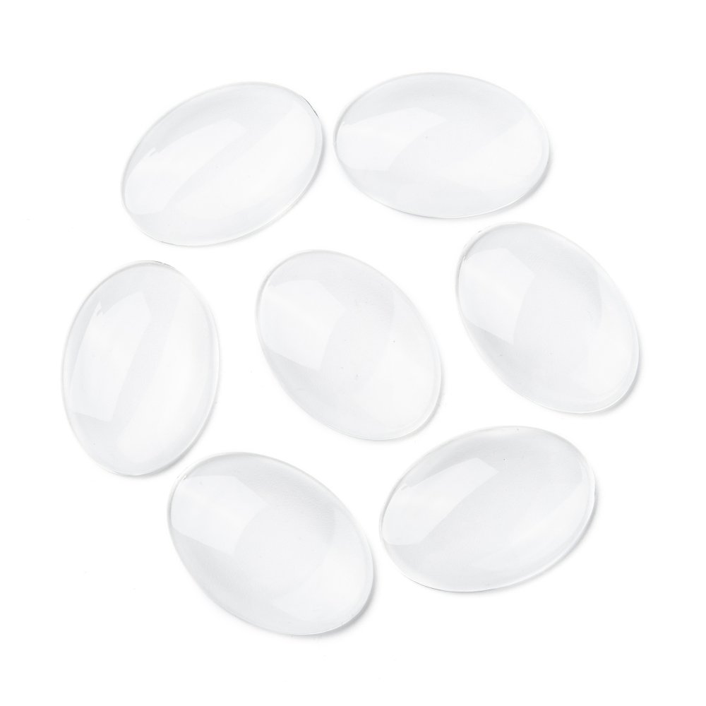 10 ovale cabochoner 25 x 35 mm i klart glas N°20