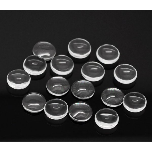 10 Cabochons runde 12 mm i gennemsigtigt glas N&deg;03