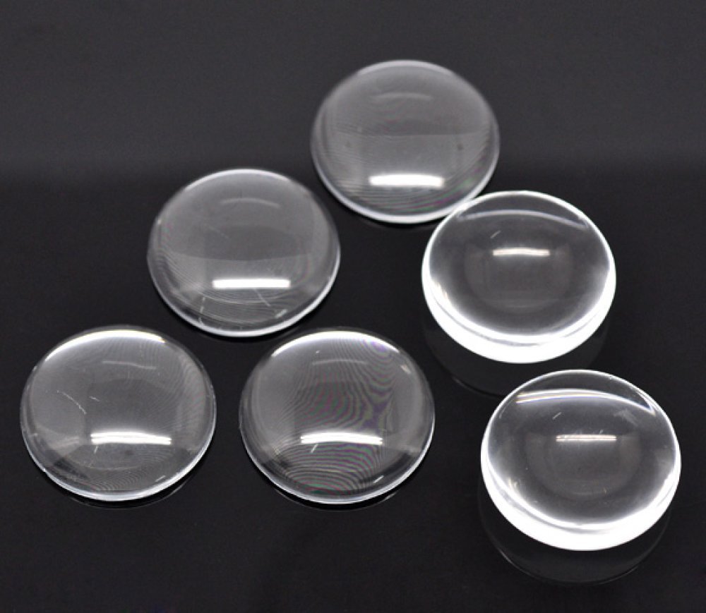 10 cabochons runde 30 mm i klart forstørrelsesglas N°13