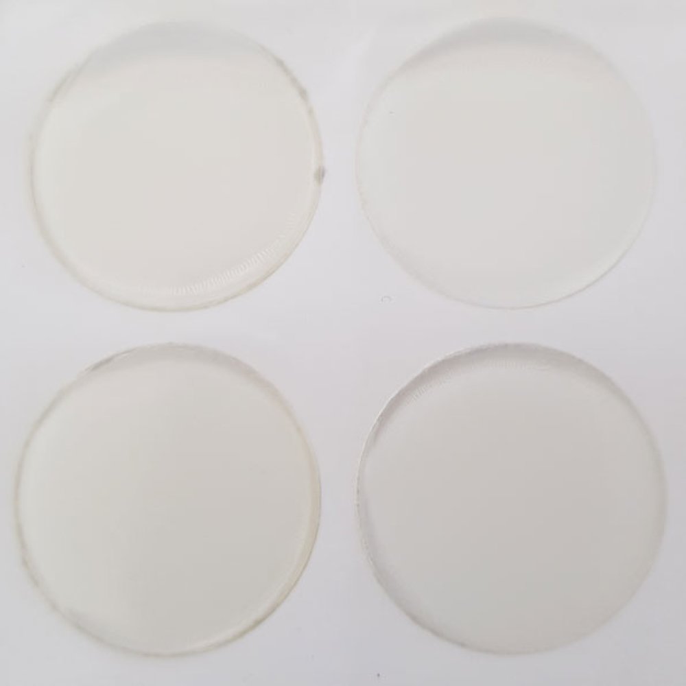10 selvklæbende harpiks-cabochons 25 mm gennemsigtige