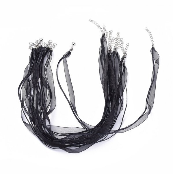 10 halsk&aelig;der med organzab&aring;nd og sort voksbehandlet snor