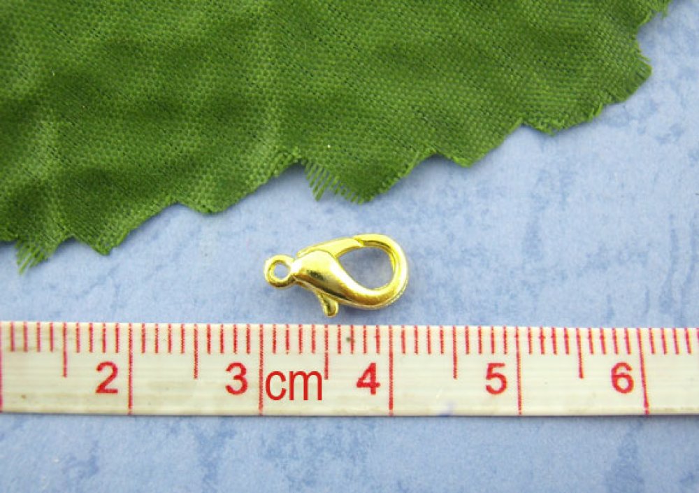 10 karabinhageclips 12 x 07 mm forgyldt