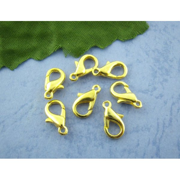 10 karabinhageclips 12 x 07 mm forgyldt