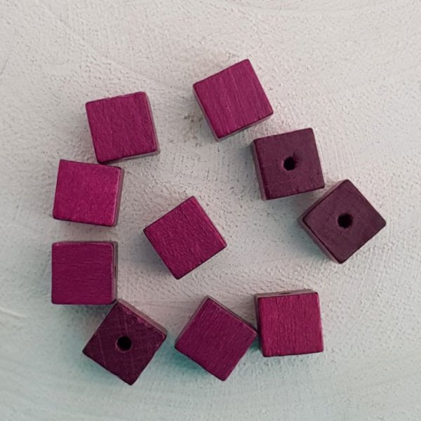10 tr&aelig;perler Cube / Square 10 mm Amethyst