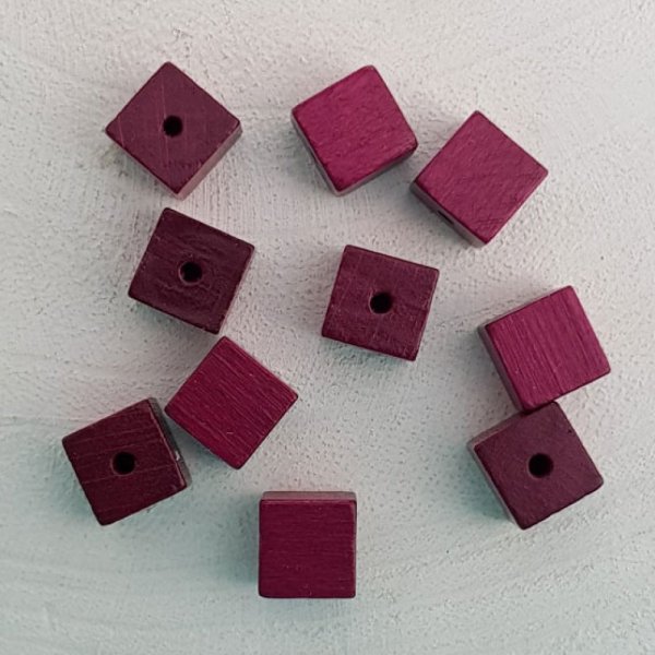 10 tr&aelig;perler terning / firkant 10 mm Bordeaux