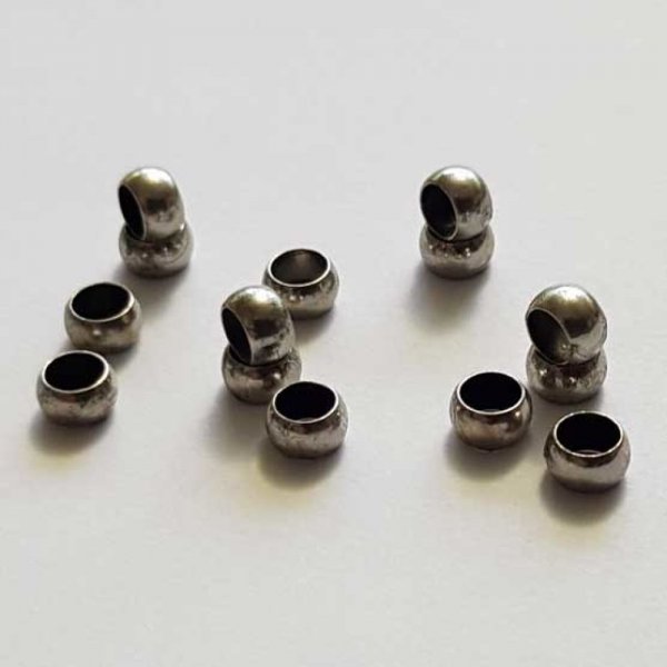 10 Perles &agrave; &eacute;craser de 3 mm argent Vieilli