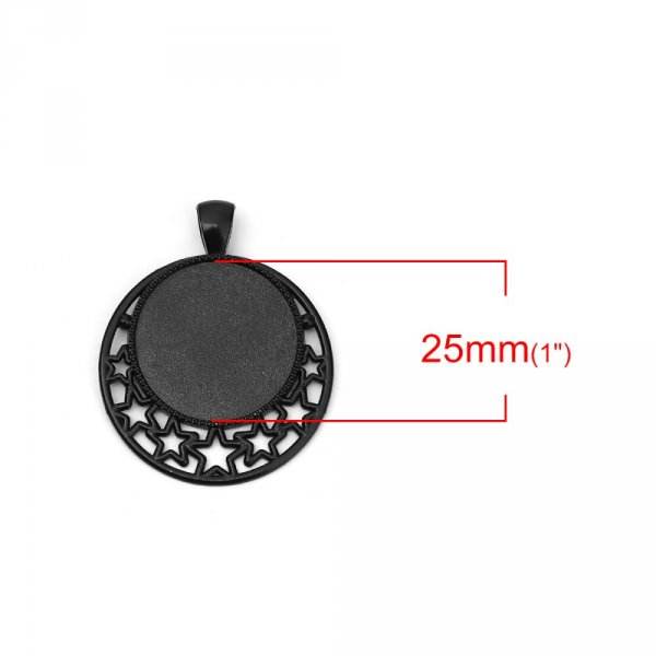 10 x 25mm sort cabochon holdere, cabochon vedh&aelig;ng 8501