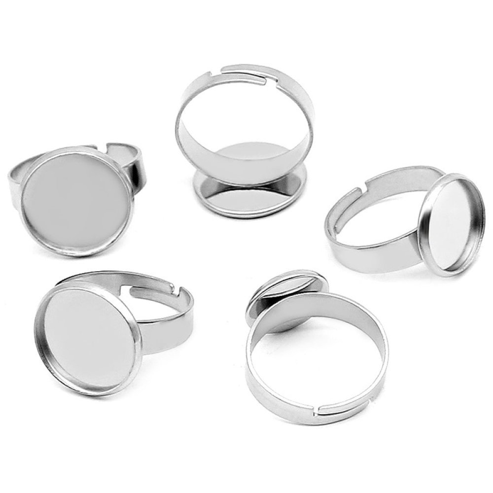 10 cabochon holdere ring 12 mm sølv N°04