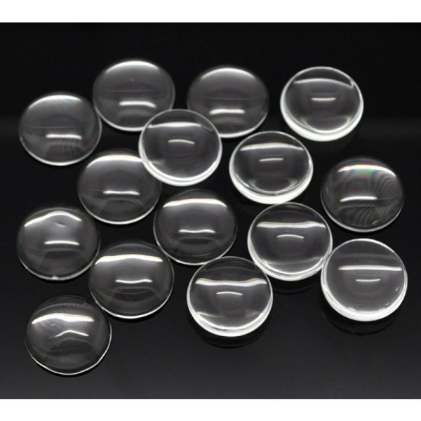 15 Cabochons Rund 10 mm i klart glas N&deg;02