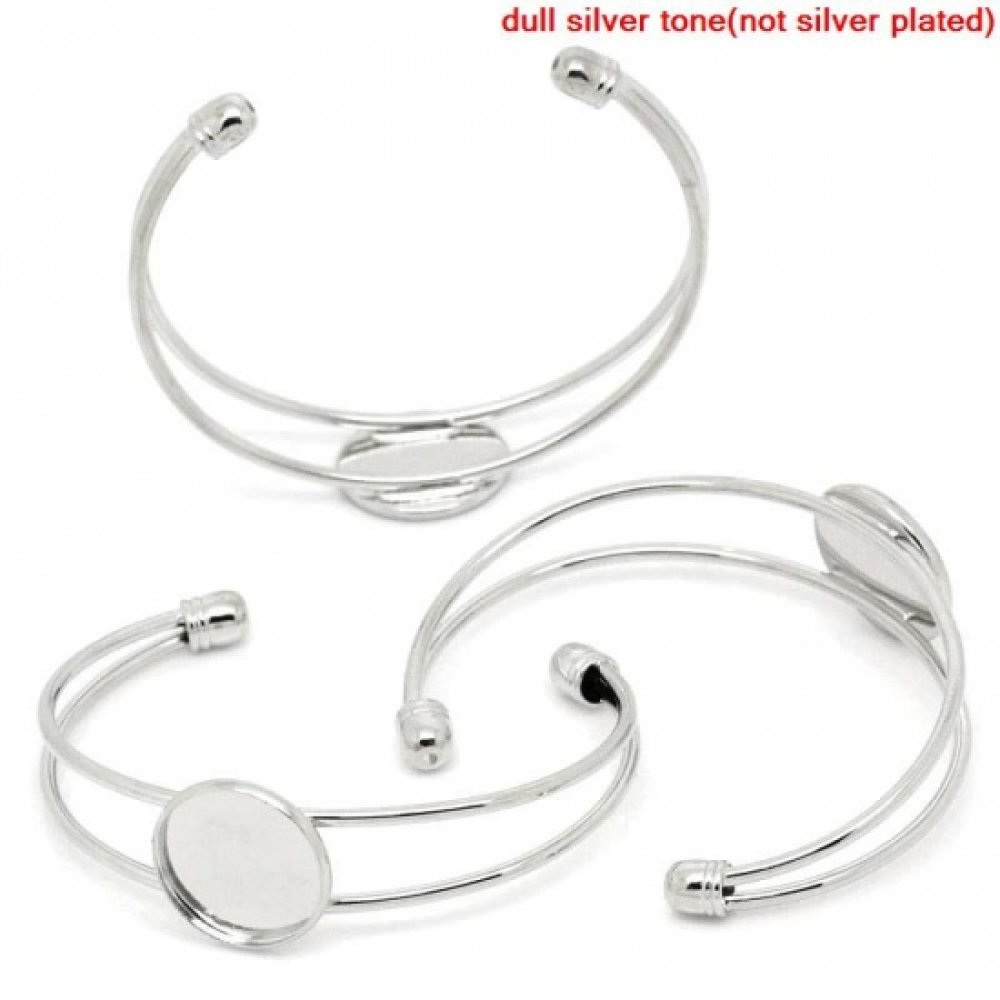 1 armbånd støtte runde cabochon + 1 glas cabochon 18 mm N°01