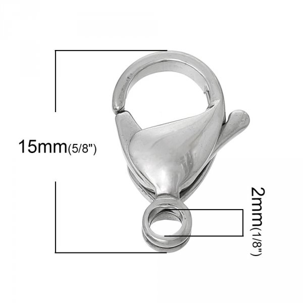 1 karabinl&aring;s i rustfrit st&aring;l 15 x 9 mm