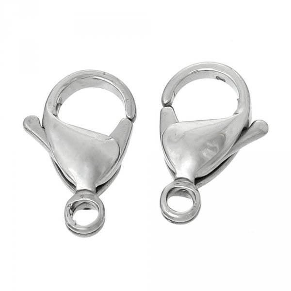 1 karabinl&aring;s i rustfrit st&aring;l 15 x 9 mm