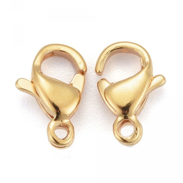 1 rustfrit st&aring;lsp&aelig;nde 24K forgyldt karabinl&aring;s 9 x 6 mm guld