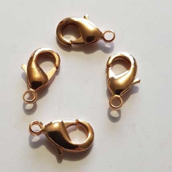 1 karabinl&aring;s 15 x 08 mm Guld Ros&eacute;