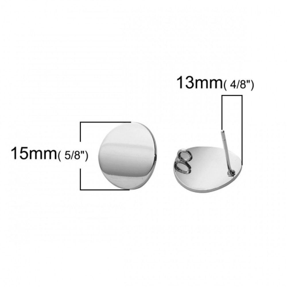 1 par 16mm platinbelagte runde chip øreringe