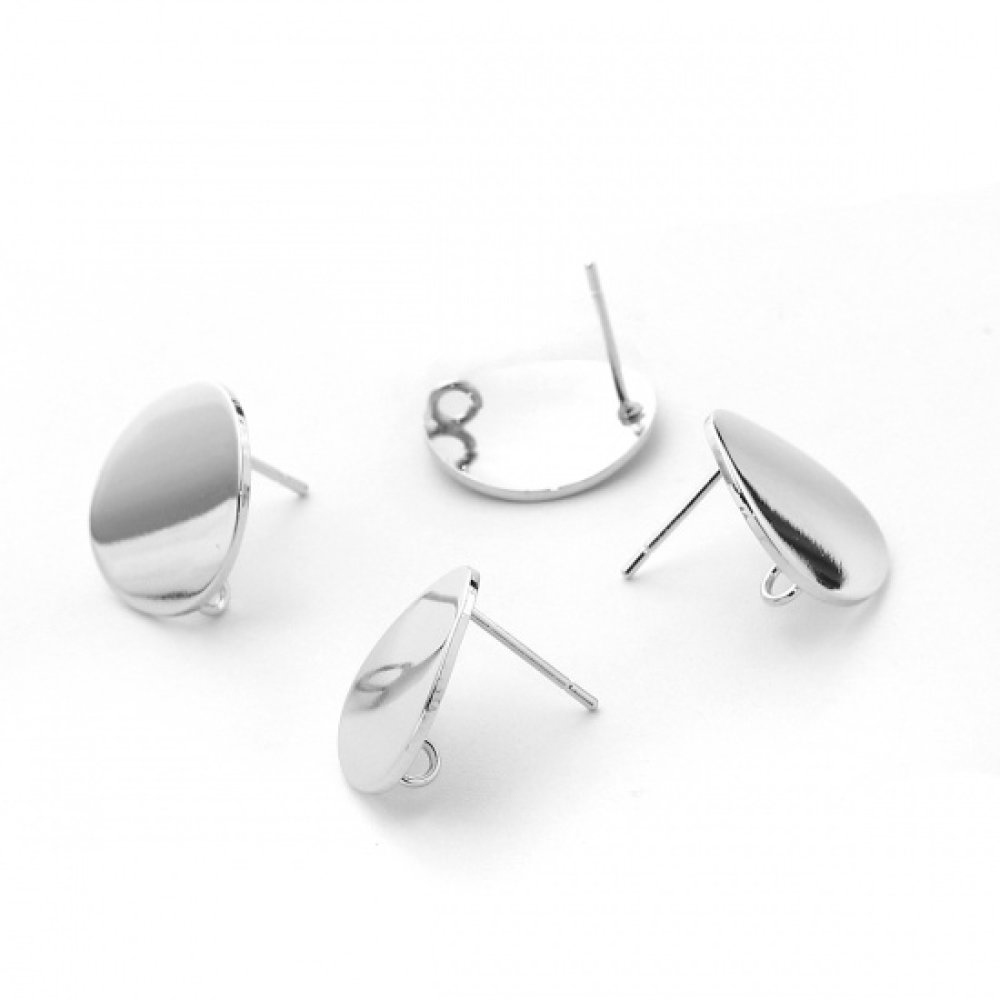 1 par 16mm platinbelagte runde chip øreringe