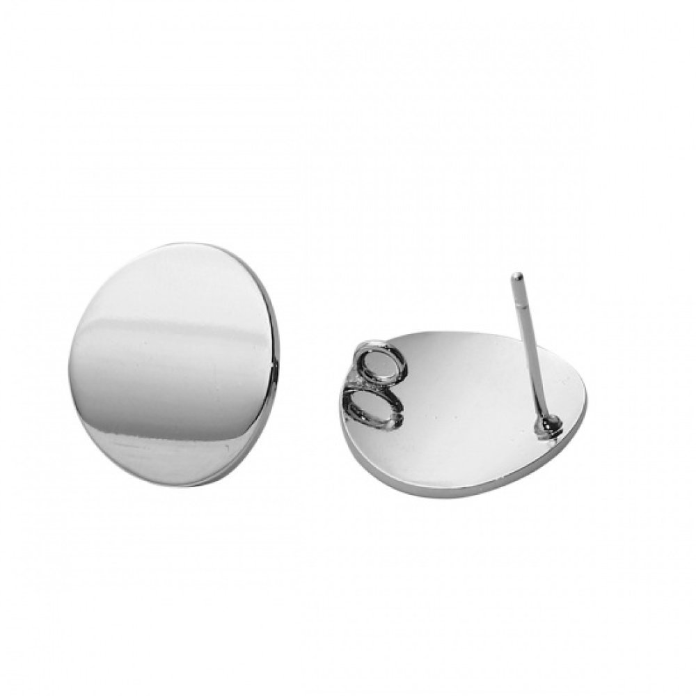 1 par 16mm platinbelagte runde chip øreringe