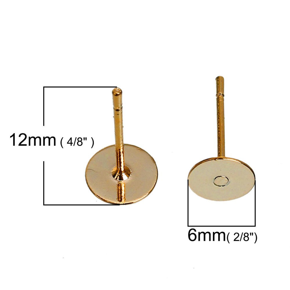 1 par 6 mm runde chip øreringe 14K forgyldt 14K forgyldt N°01