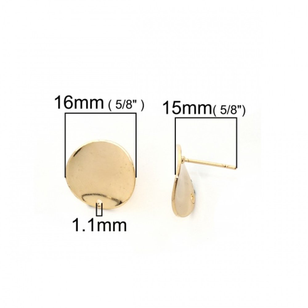 1 par 16 mm forgyldt runde chip øreringe N°02