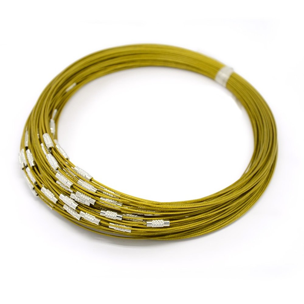 1 halskæde stiv guld kablet wire skruelås N°01