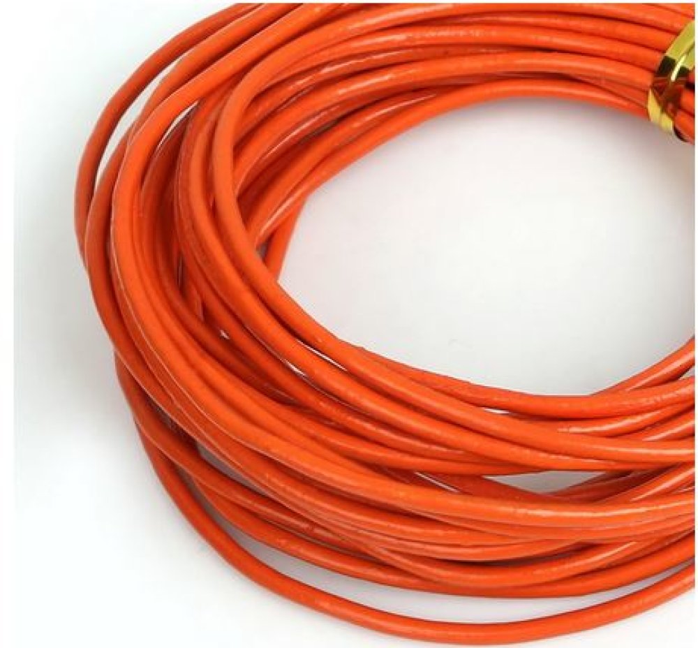 1 meter glat læder rund snor Orange 2 mm