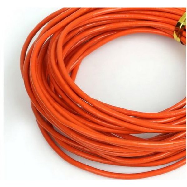 1 meter glat l&aelig;der rund snor Orange 2 mm