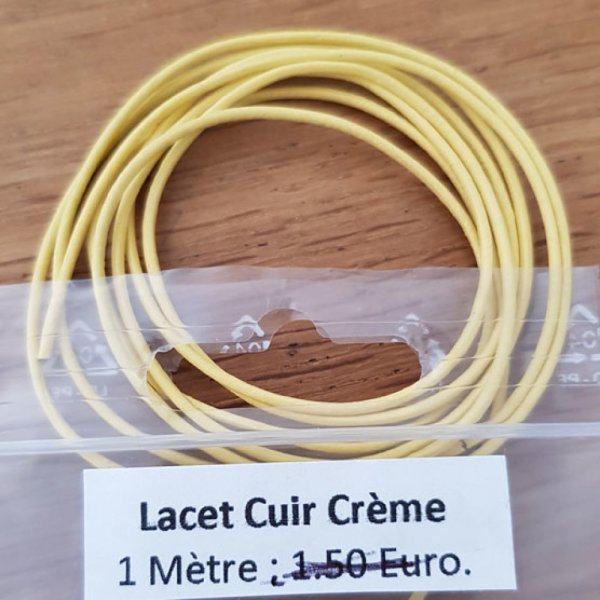 1 meter glat l&aelig;der rund snor Cream 1 mm