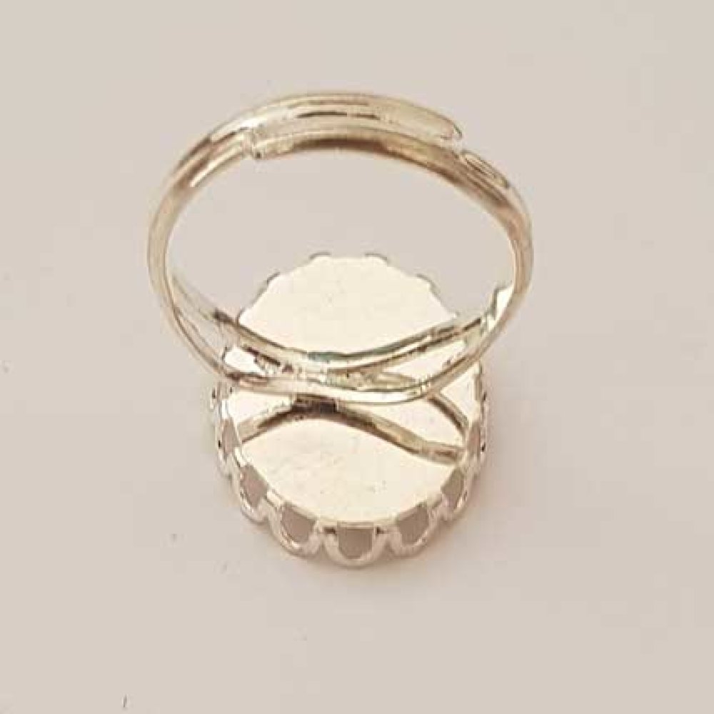 1 support bague cabochon de 13 x 18 mm Argent