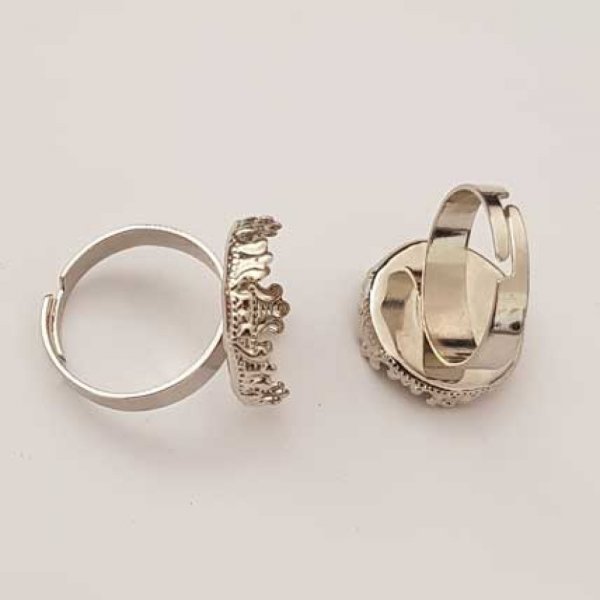 1 support bague cabochon de 18 mm Argent Vieilli N&deg;23