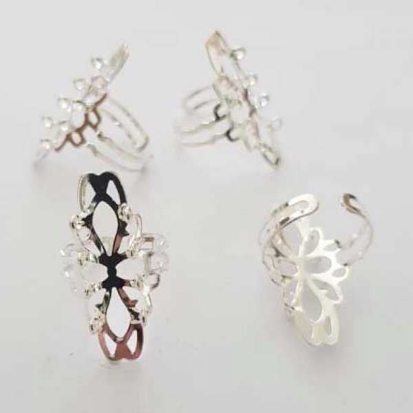 1 support bague r&eacute;glable 8 anneaux Argent N&deg;05