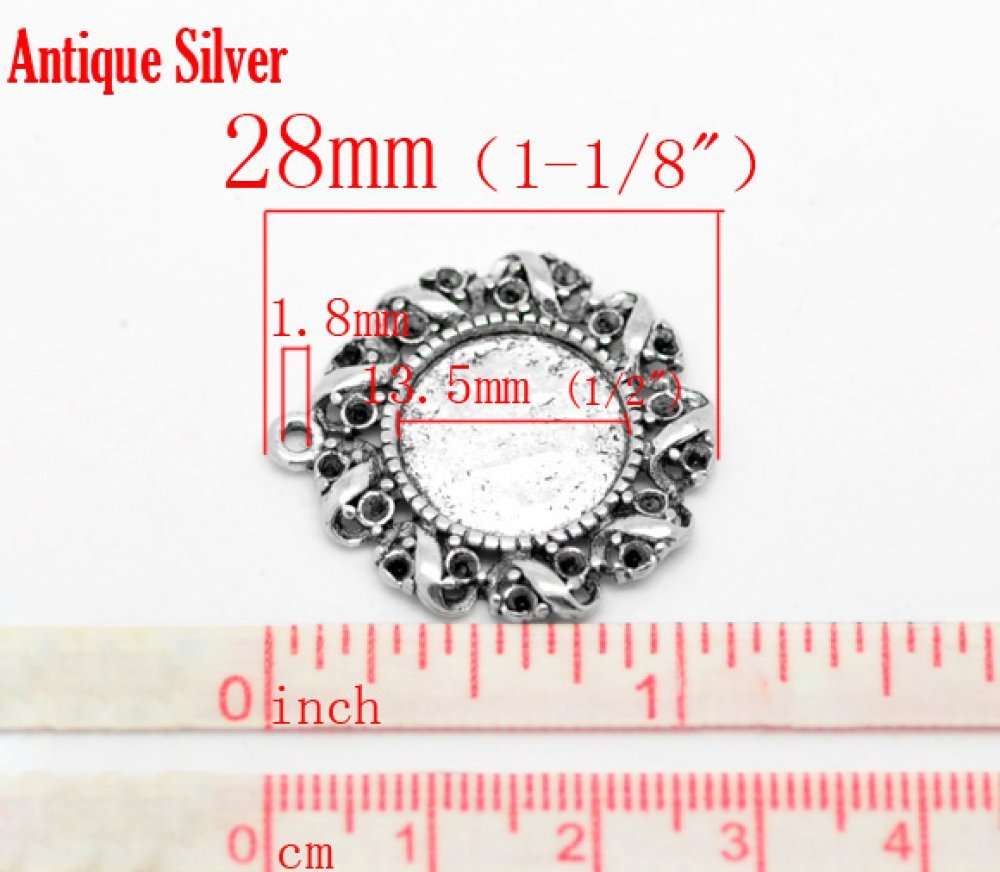 1 cabochonholder 14 mm N°01 Sølv