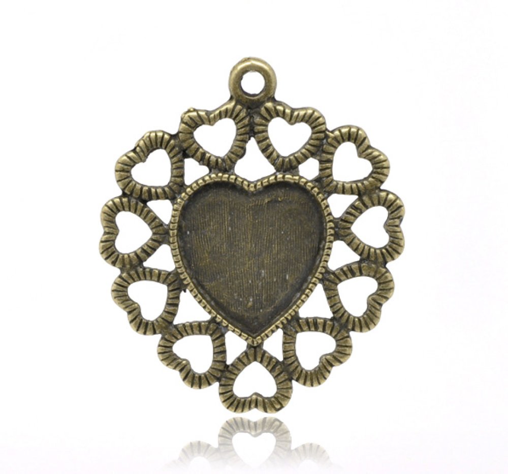 1 cabochonholder Heart N°01 Bronze