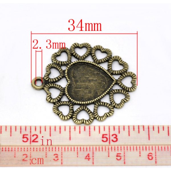 1 cabochonholder Heart N&deg;01 Bronze