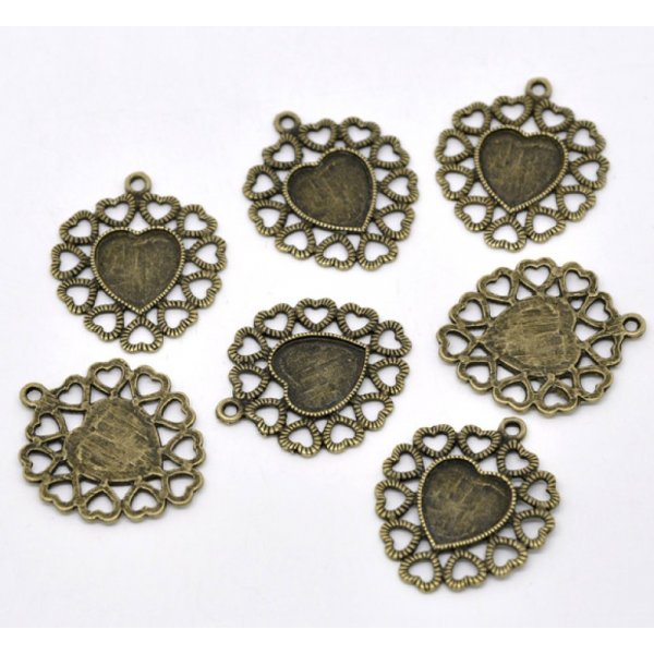 1 cabochonholder Heart N&deg;01 Bronze