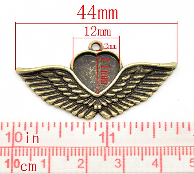 1 cabochonholder Heart N&deg;02 Bronze