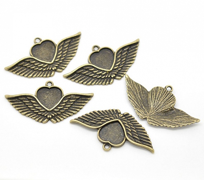 1 cabochonholder Heart N&deg;02 Bronze