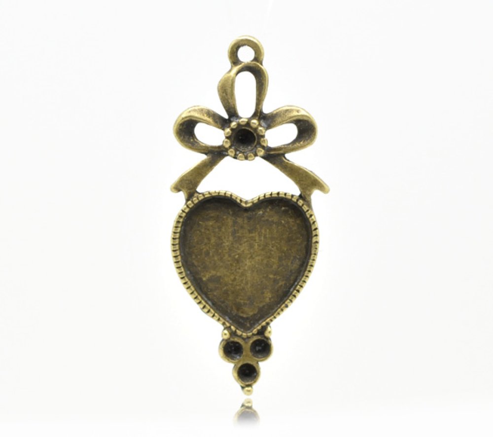 1 cabochonholder Heart N°03 Bronze