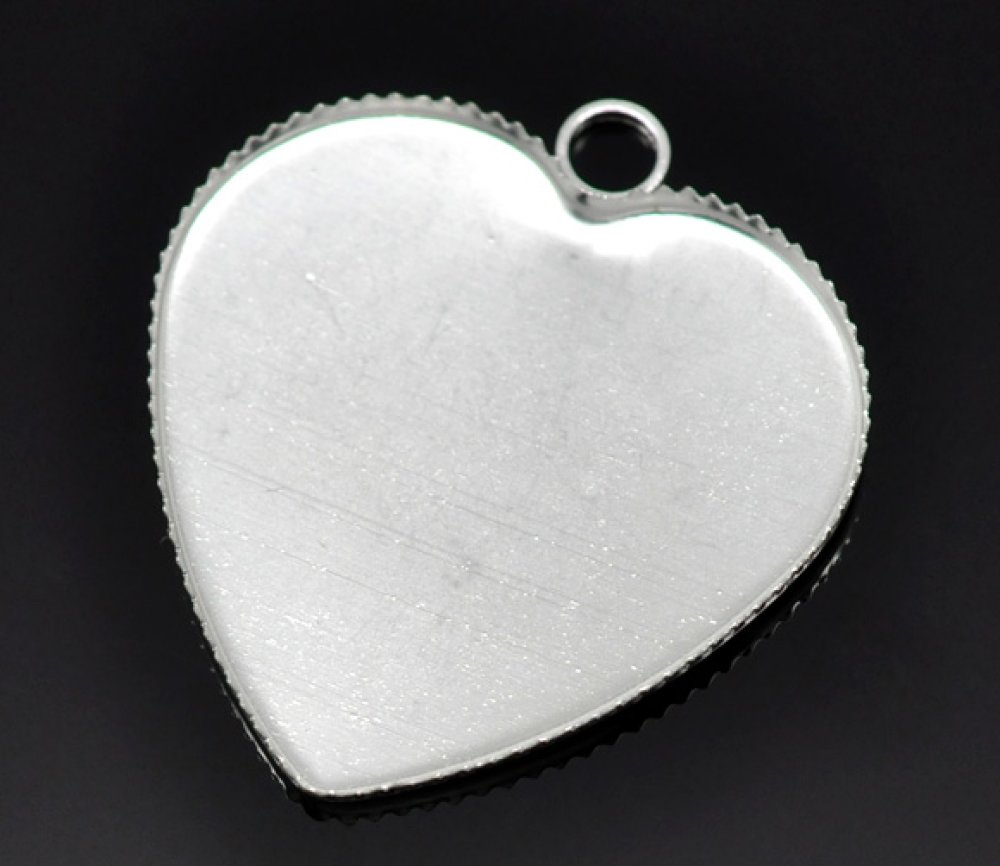 1 cabochonholder Heart N°05 Sølv