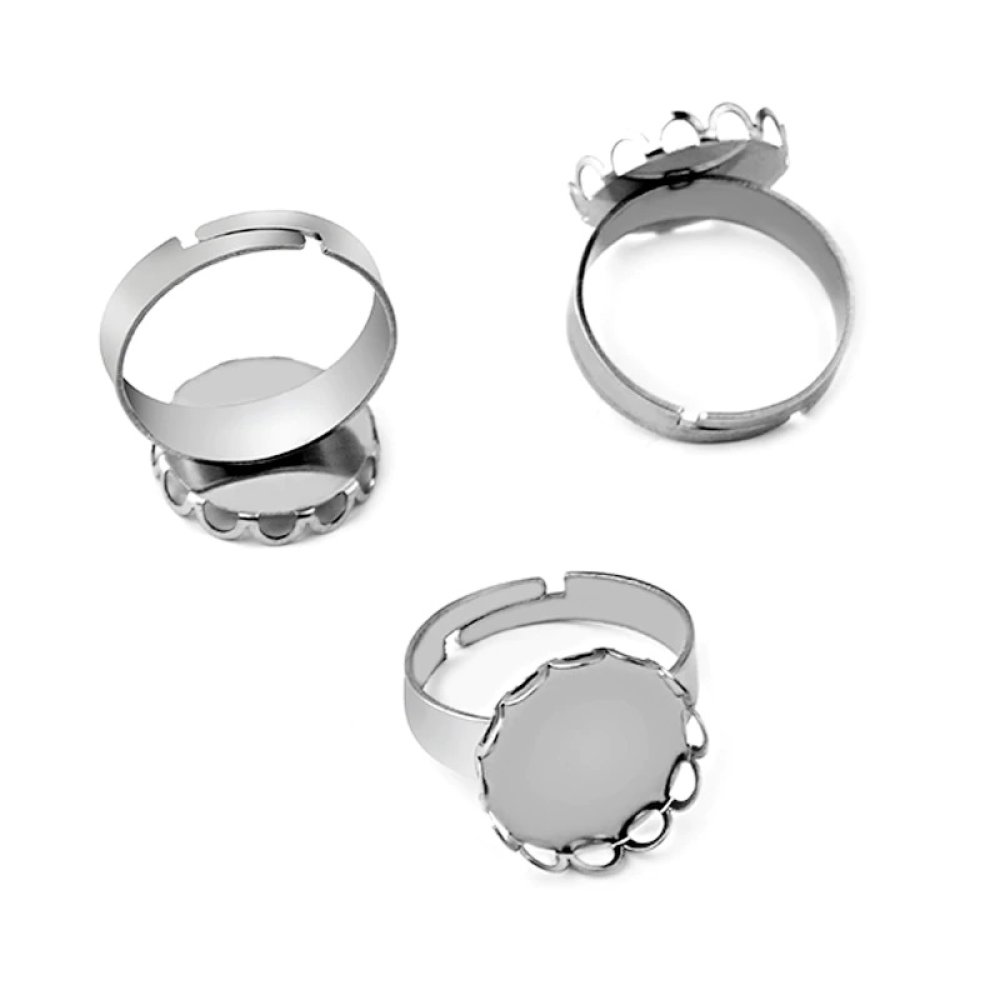 1 ring cabochonholder 20 mm sølv N°07