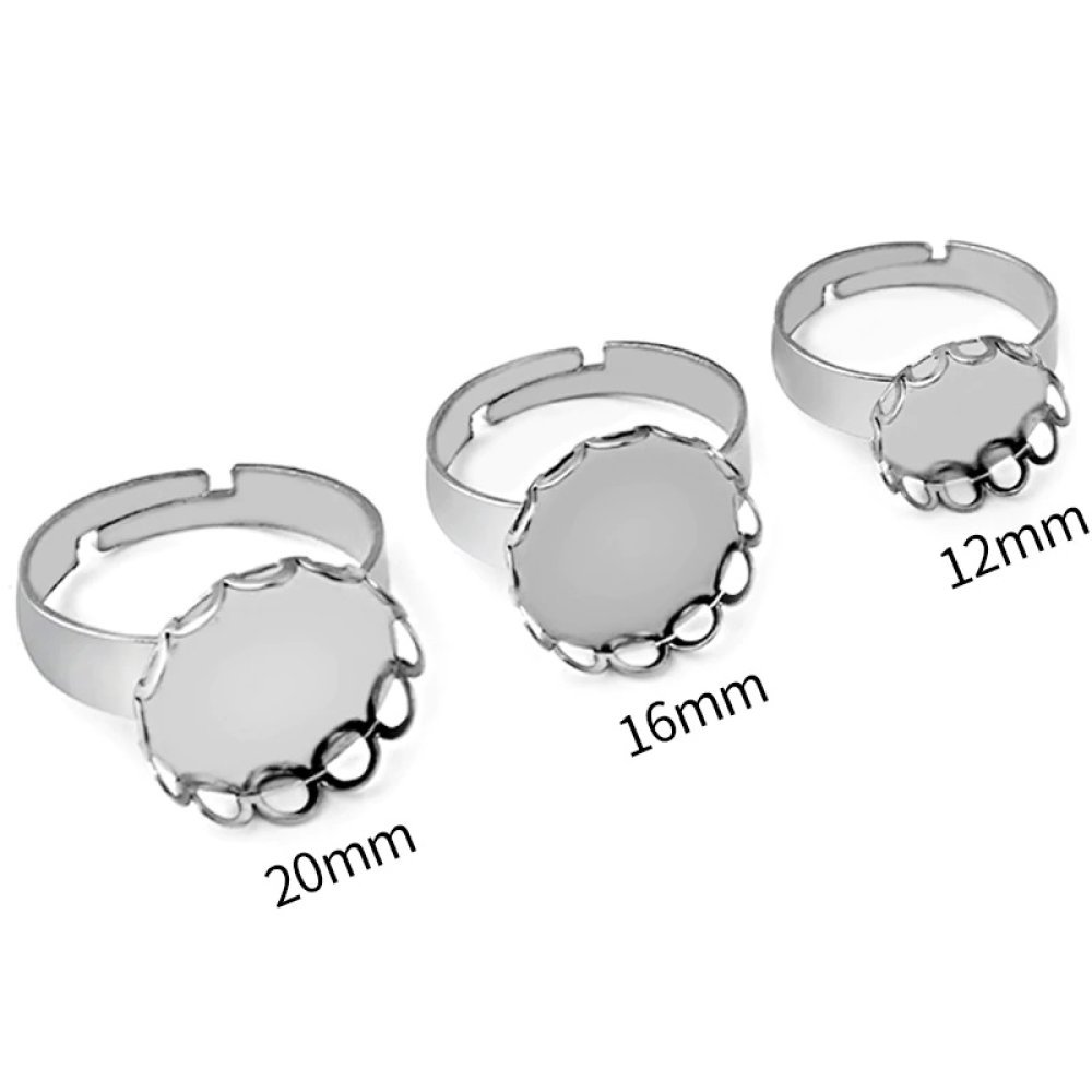 1 ring cabochonholder 20 mm sølv N°07