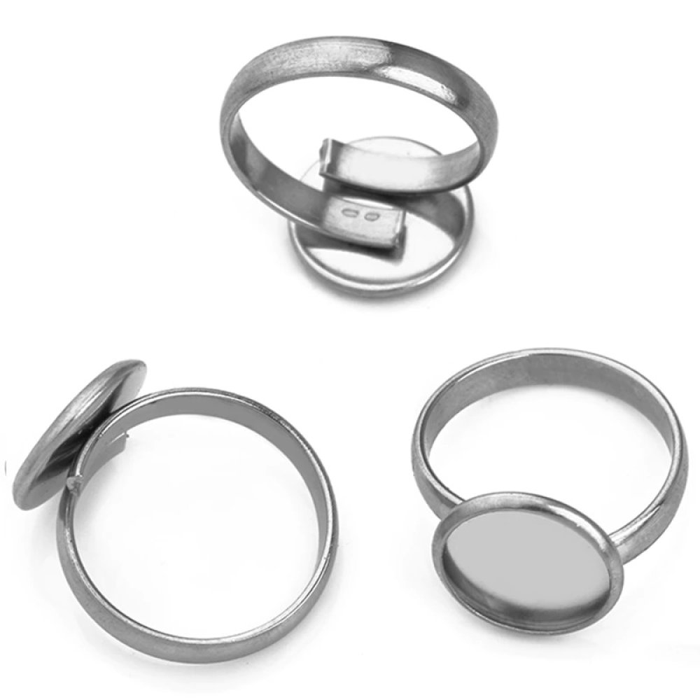 1 ring cabochonholder 12 mm sølv N°05