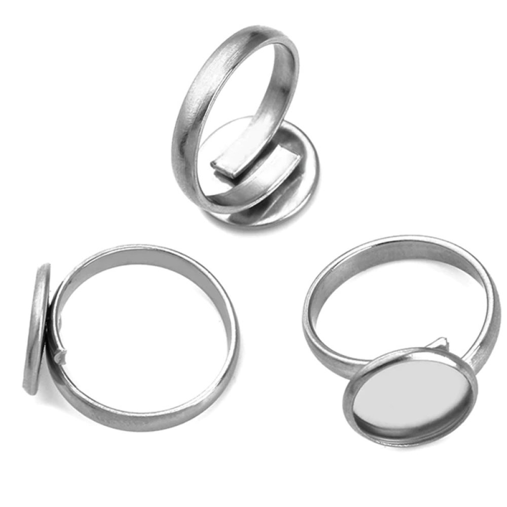 1 ring cabochonholder 12 mm sølv N°05