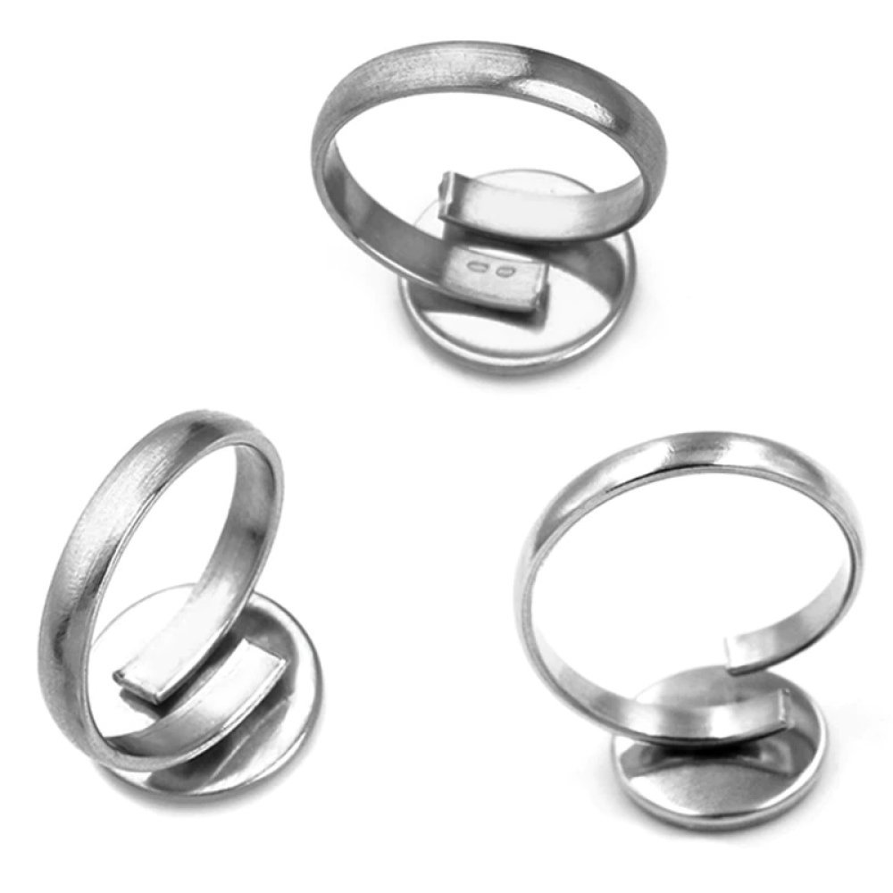 1 ring cabochonholder 12 mm sølv N°05