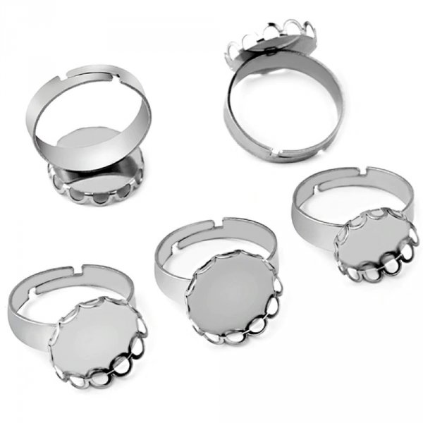 1 ring cabochonholder 14 mm s&oslash;lv N&deg;07