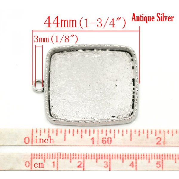 1 support cabochon carr&eacute; N&deg;02 Argent