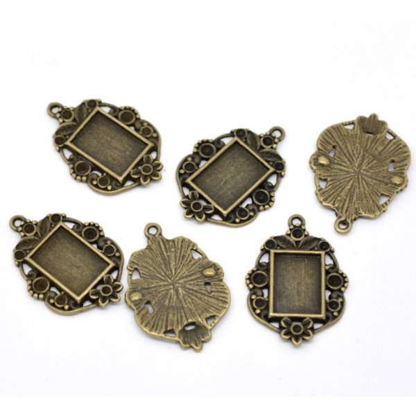 1 rektangul&aelig;r cabochonholder N&deg;03 Bronze